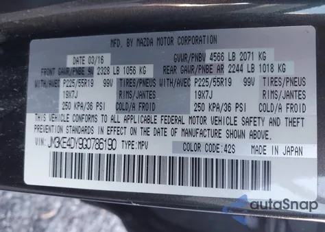 2016 Mazda Cx-5 Grand Touring z USA, uszkodzony, nr VIN JM3KE4DY9G0786190